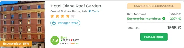 Tarif Belomondo Hôtel Diana Roof Garden